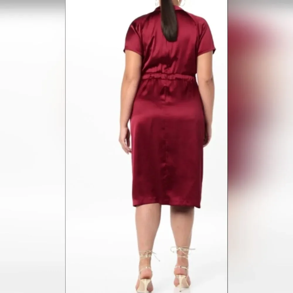 Making the Cut Season 3 Standard Short Sleeve Collared Wrap Dress Red Size L - Picture 5 of 9